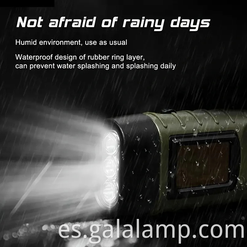 Linterna LED con energía solar al aire libre con sistema de carga de manivela de manual